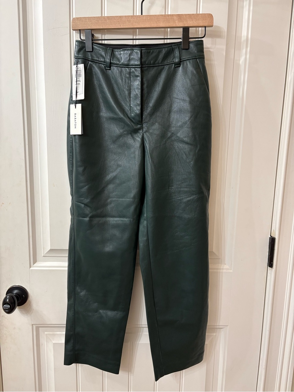 Babaton Vegan Leather Command Pant Forest Green NWT